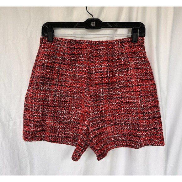 Maje Red High Waisted Boucle Shorts Tweed Parisian Preppy Women’s Size 40 Large - Picture 8 of 11